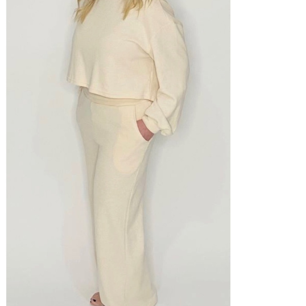Crop top and wide leg knit set
